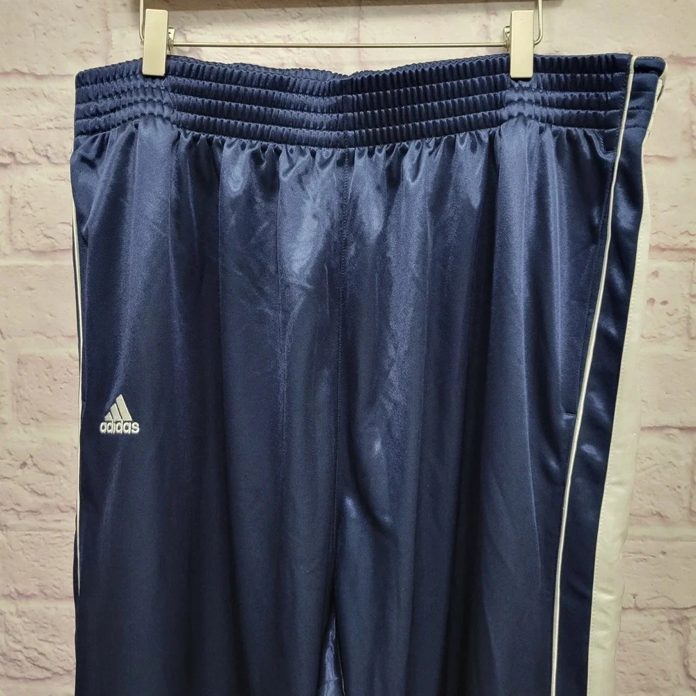 VTG Adidas Clima365 Snap Track Pants Mens 3XL Tall Navy Blue Y2K Blockcore Retro